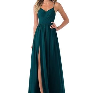 Azazie Cora Bridesmaid Dress, Pine, Size 6